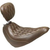 Mustang Wide Tripper Solo Seat Diamond Stitch With Backrest Brown For Harley-Davidson Softail Slim 2018-2021