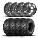Juego de cuatro rines Bullite Lancer de 15" grises y neumáticos Kenda K3201 Mastodon HT [30x10R-15]