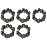 Set of 5 Axle Nut 1 Inch Slotted Hex