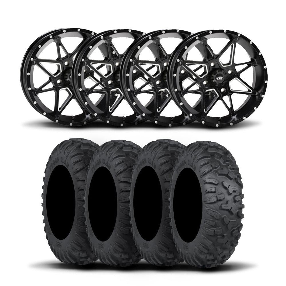 ITP Tornado 15" Matte Black Wheels And Terra Claw Tires [30x10R-15]