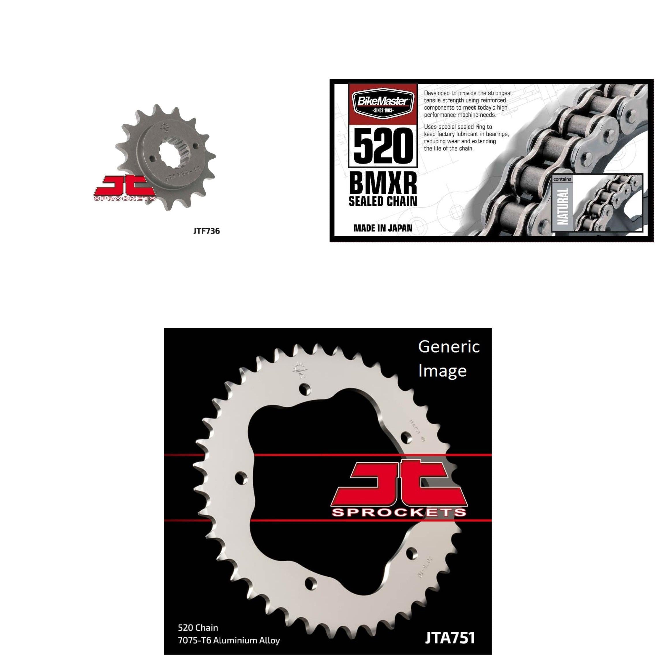 520 BMXR Chain Nat,Front & Rear Sprocket Kit DUCATI 800 Monster S2R 2005-2007