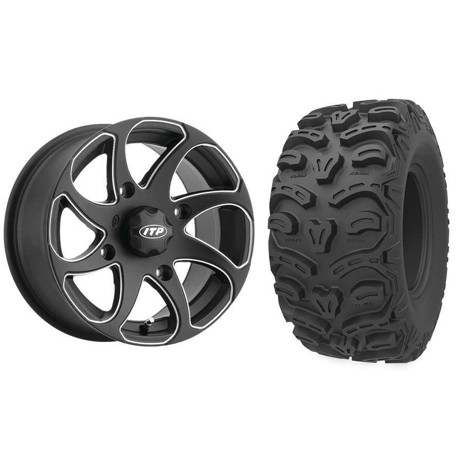 Set of 2 Mounted Wheel and Tire Kit Wheel: 14x7 5+2 4/110 Tire: 26x11-14 8 Ply