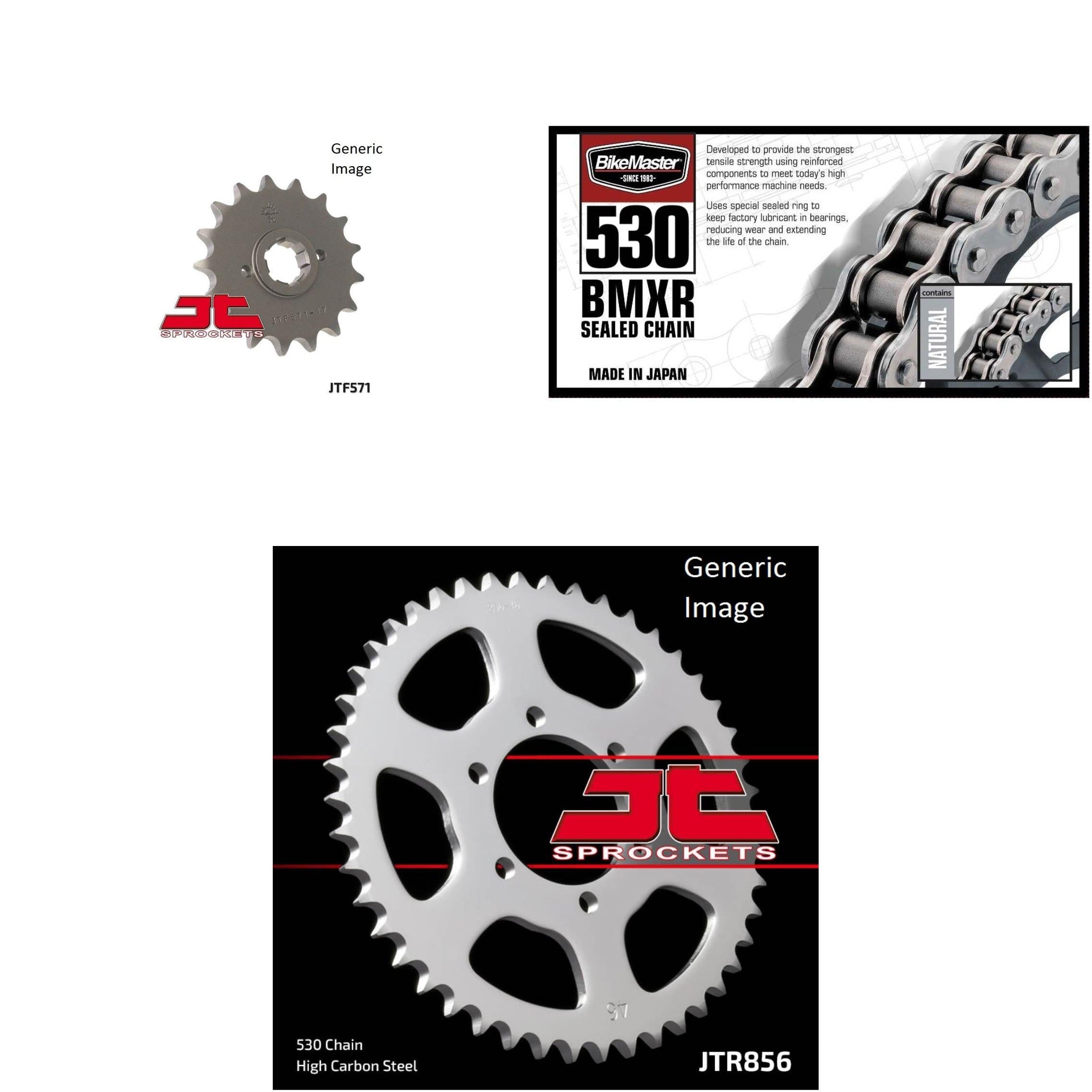 530 BMXR Chain Natural, Front & Rear Sprocket Kit YAMAHA XJ550 Maxim 1981-1983
