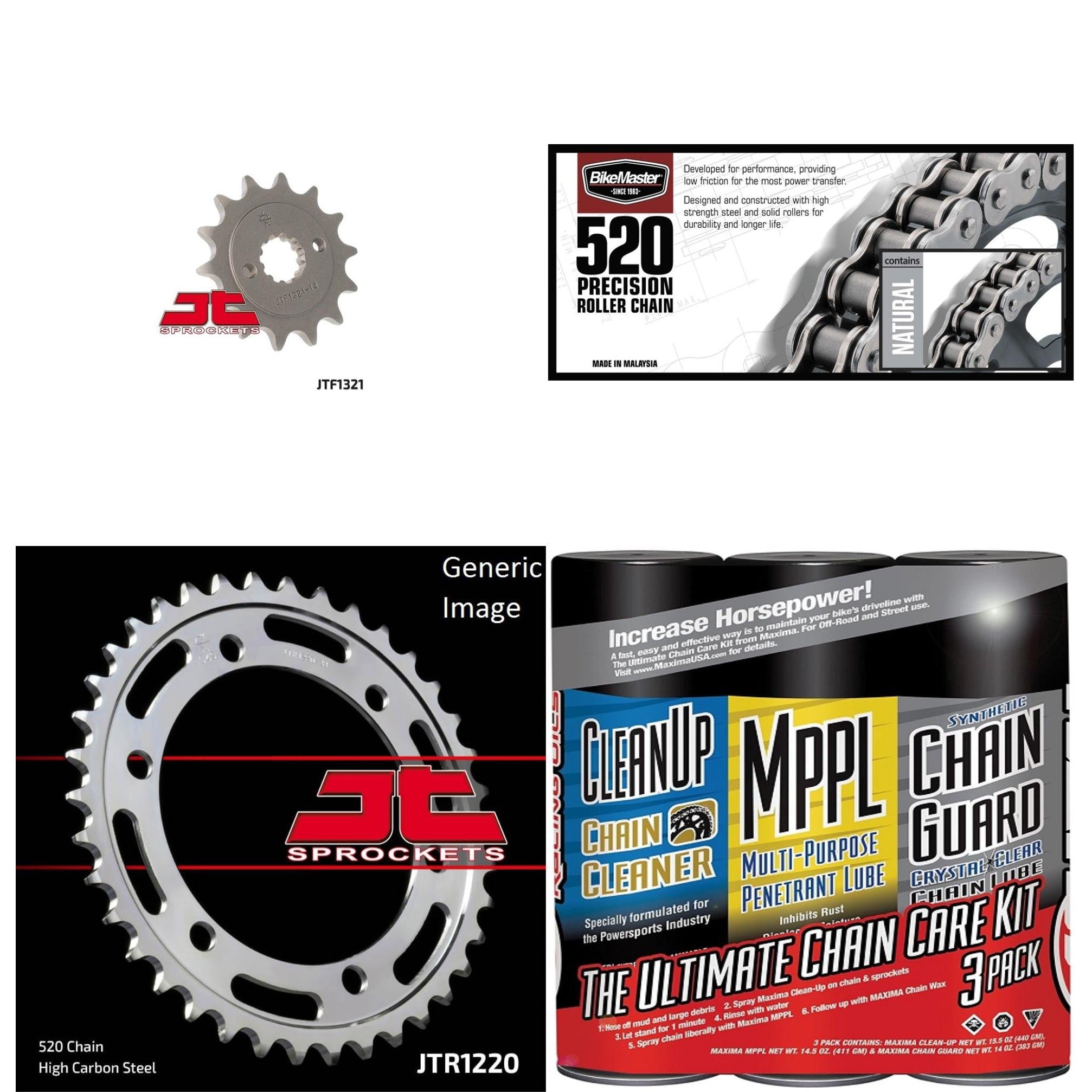 520 Chain Natural w/ Wax, Front & Rear Sprocket Kit for HONDA CBR250R 2011-2013