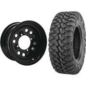 Set of 2 Mounted Wheel and Tire Kit Wheel: 14x7 4+3 4/156 Tire: 28x10-14 8 Ply
