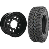 Set of 2 Mounted Wheel and Tire Kit Wheel: 14x7 4+3 4/156 Tire: 28x10-14 8 Ply