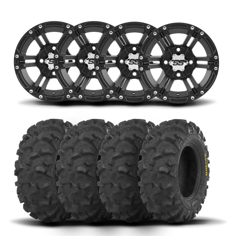 ITP SS212 12" Matte Black Wheels And Blackwater Evolution Tires [26x9-12]