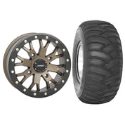 Set of 2 Mounted Wheel and Tire Kit Wheel: 15x10 5+5 4/137 Tire: 32x12-15 2 Ply