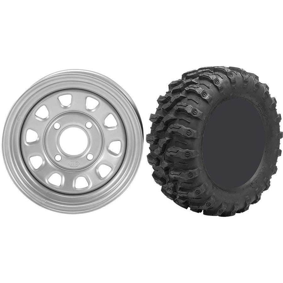 Set of 2 Mounted Wheel and Tire Kit Wheel: 12x7 5+2 4/110 Tire: 26x9-12 8 Ply