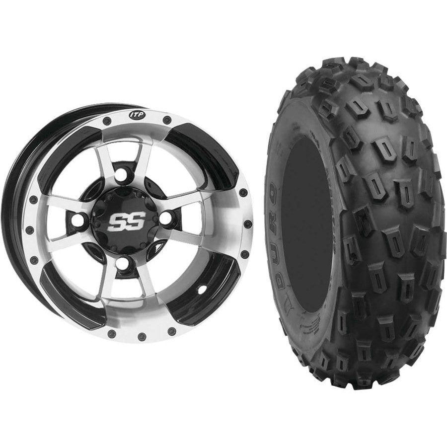 Set of 2 Mounted Wheel and Tire Kit Wheel: 10x5 3+2 4/156 Tire: 21x7-10 6 Ply