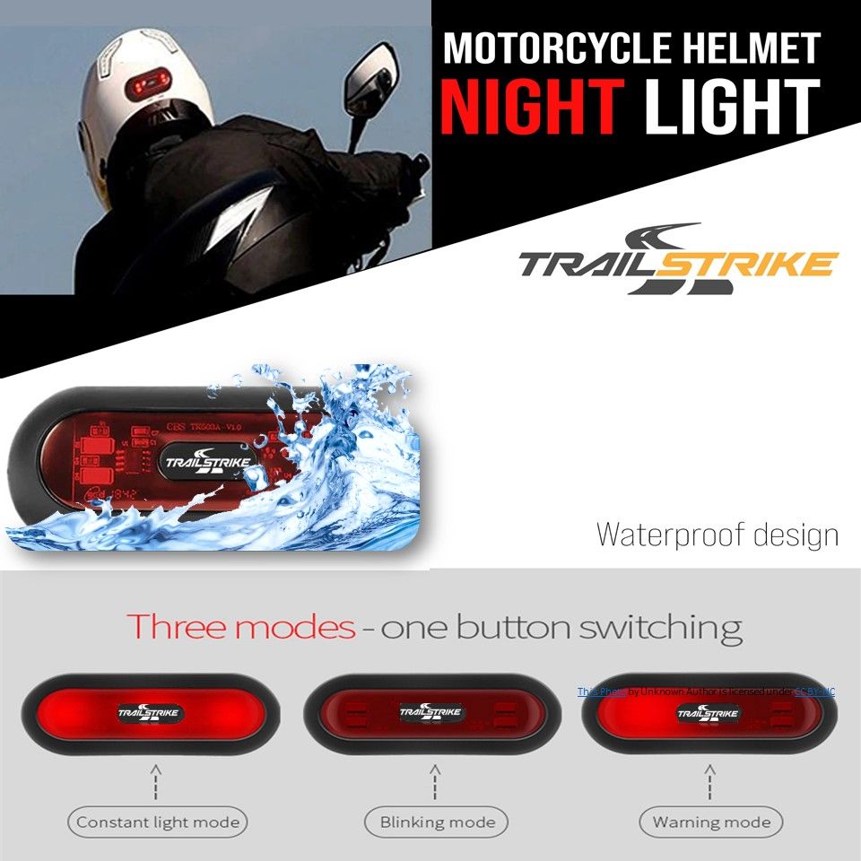 Trailstrike LED Motorcycle Bike Bicycle Red Rear Helmet Light Lamp
