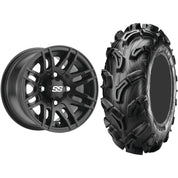 Set of 2 Mounted Wheel and Tire Kit Wheel: 12x7 5+2 4/110 Tire: 27x9-12 6 Ply