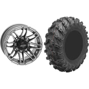 Set of 2 Mounted Wheel and Tire Kit Wheel: 14x7 4+3 4/156 Tire: 27x11-14 8 Ply