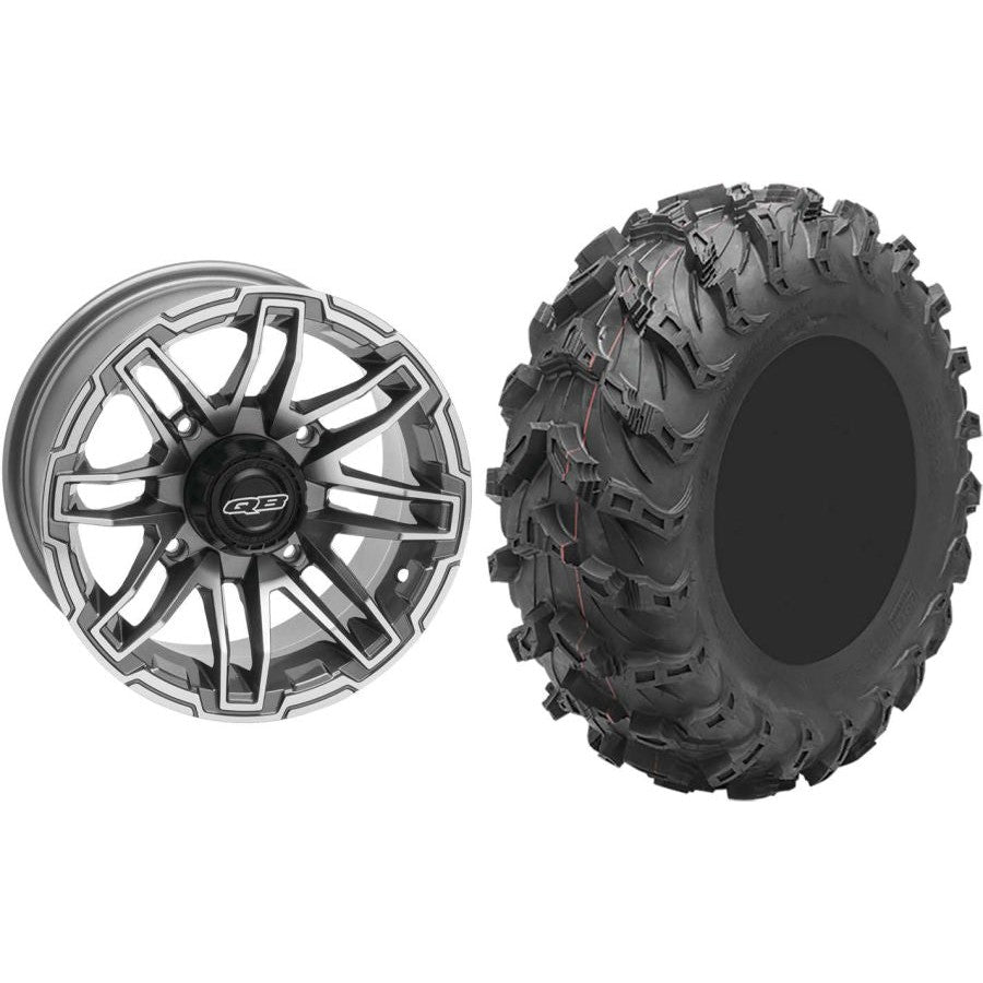 Set of 2 Mounted Wheel and Tire Kit Wheel: 14x7 4+3 4/156 Tire: 27x11-14 8 Ply