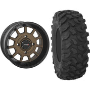 Set of 2 Mounted Wheel and Tire Kit Wheel: 14x7 4+3 4/137 Tire: 28x10-14 8 Ply