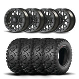 Juego de cuatro ruedas Bullite Rider de 14" grises y neumáticos Kenda K3201 Mastodon HT [26x11R-14]