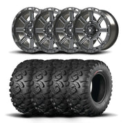 Set of Four Bullite Lancer Wheels 14" Gray And Kenda K3201 Mastodon HT Tires [28x10R-14]