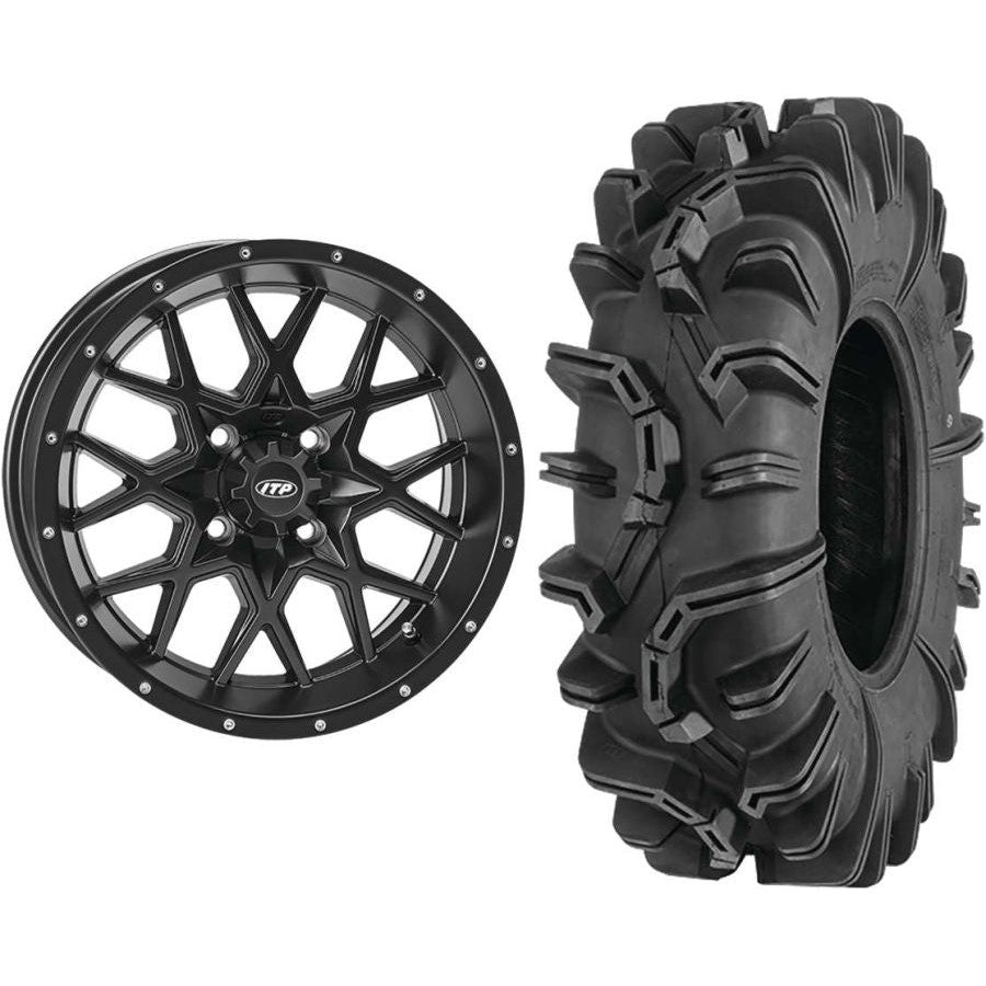 Set of 2 Mounted Wheel and Tire Kit Wheel: 14x7 2+5 4/110 Tire: 27x10-14 6 Ply