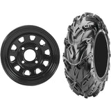 Set of 2 Mounted Wheel and Tire Kit Wheel: 12x7 5+2 4/110 Tire: 25x8-12 6 Ply