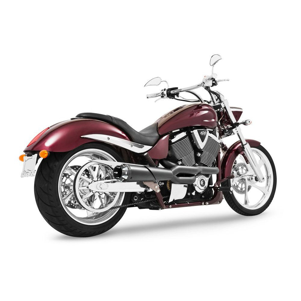 Freedom Performance American Outlaw 2 into 1 High System Exhaust Black With Black Tip MV00039