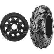 Set of 2 Mounted Wheel and Tire Kit Wheel: 12x7 4+3 4/137 Tire: 25x8-12 6 Ply