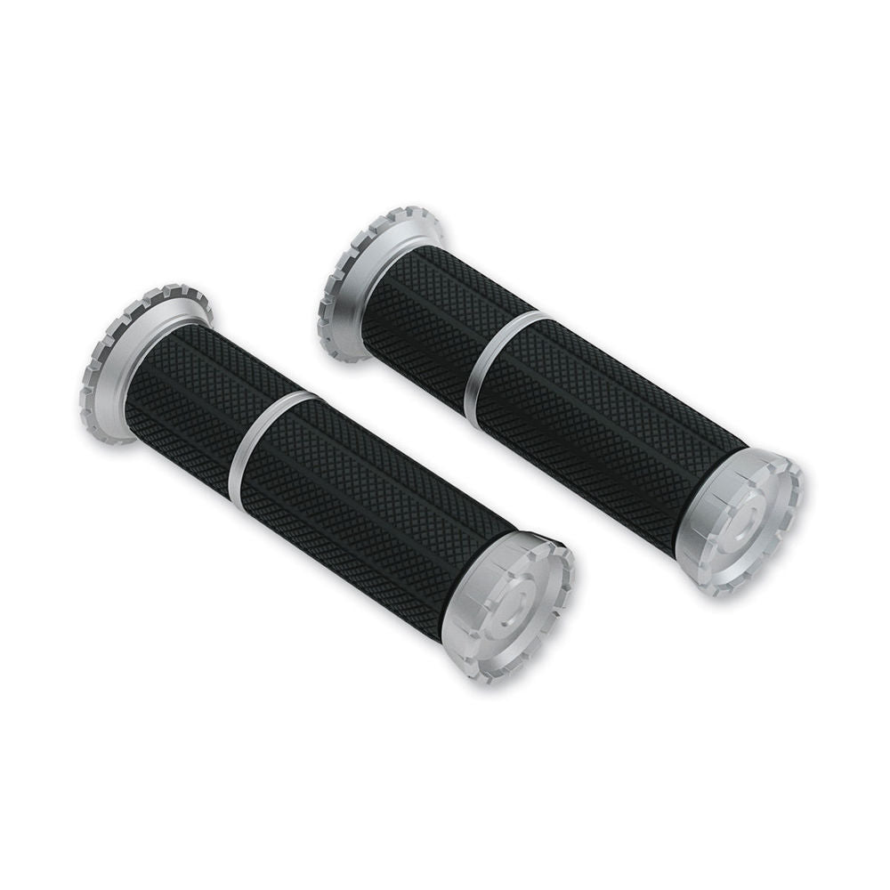 Kuryakyn Silver Riot Handlebar Grips Can-Am Honda Indian Victory Yamaha 7/8"