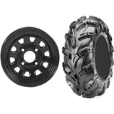 Set of 2 Mounted Wheel and Tire Kit Wheel: 12x7 2+5 4/137 Tire: 25x10-12 6 Ply