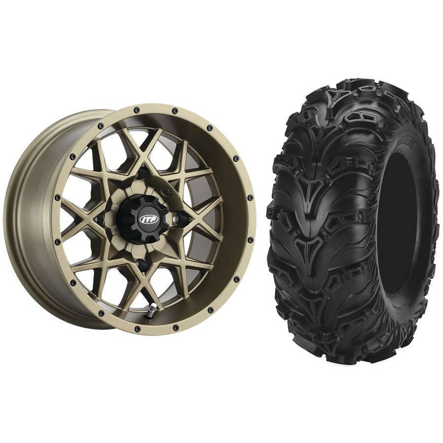 Set of 2 Mounted Wheel and Tire Kit Wheel: 14x7 4+3 4/156 Tire: 28x9-14 6 Ply