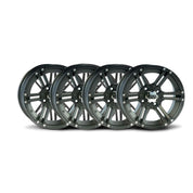 ITP Set of 4 Golf Cart Wheel Machined Black 10X7 4/4 3+4