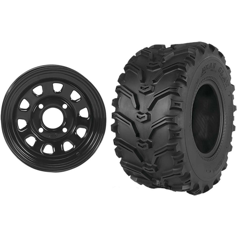 Set of 2 Mounted Wheel and Tire Kit Wheel: 12x7 5+2 4/110 Tire: 26x11-12 6 Ply
