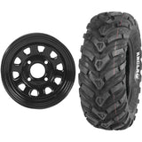 Set of 2 Mounted Wheel and Tire Kit Wheel: 12x7 5+2 4/110 Tire: 24x8-12 6 Ply