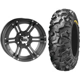 Set of 2 Mounted Wheel and Tire Kit Wheel: 12x7 5+2 4/110 Tire: 26x11-12 8 Ply