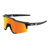 100% Speedcraft Sunglasses Soft Tact Black with Red Multilayer HD HiPER Lens - 61001-100-43