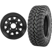 Set of 2 Mounted Wheel and Tire Kit Wheel: Kit - 12x7 5+2 4/110 Tire: 25x8-12 8 Ply