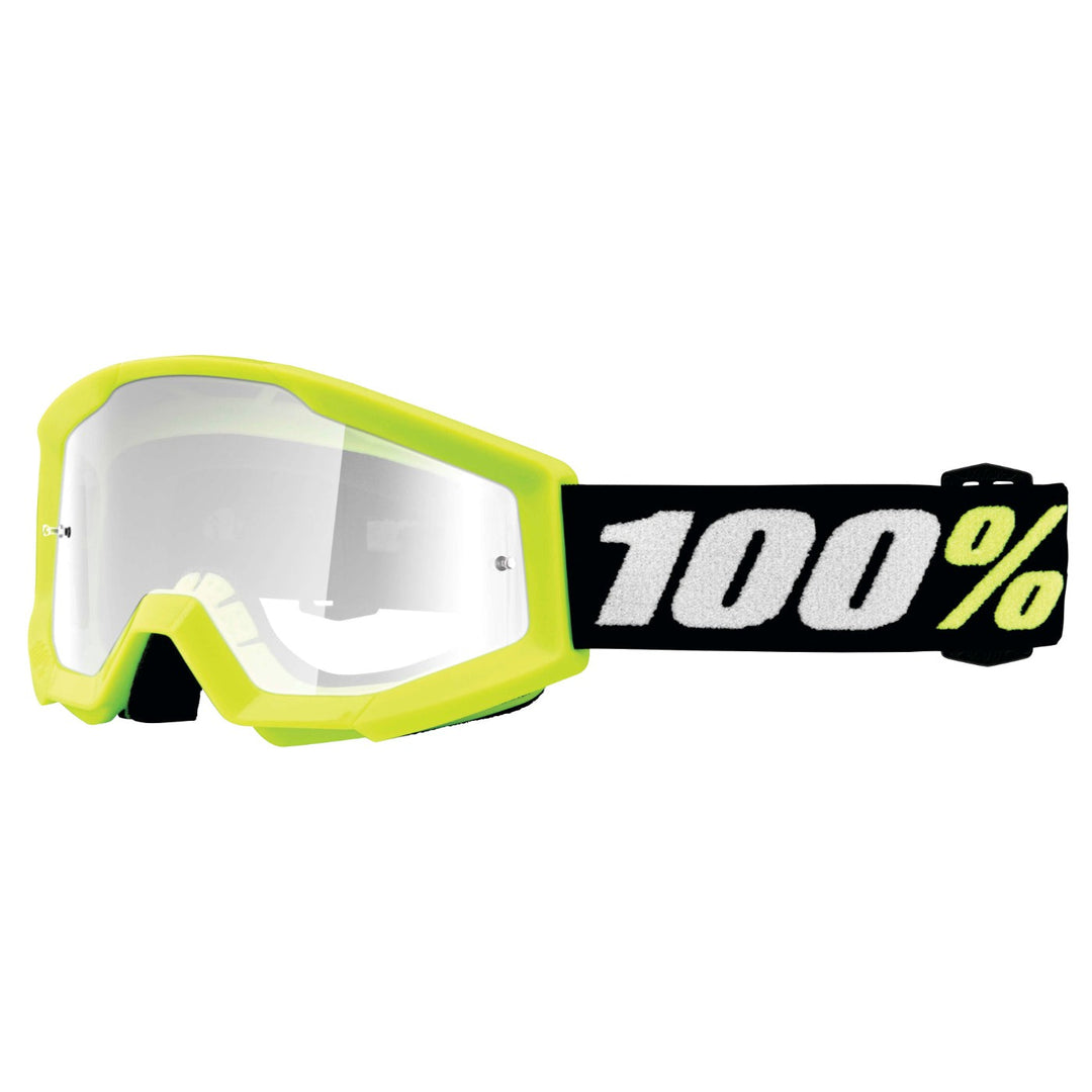 100% Strata Mini Goggles Neon Yellow with Clear Lens - 50600-004-02