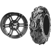 Set of 2 Mounted Wheel and Tire Kit Wheel: 12x7 4+3 4/156 Tire: 26x9-12 6 Ply