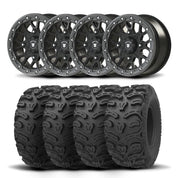 Set of Four Bullite Rider Wheels 14" Gray And Kenda K587 Bearclaw HTR Tires [28x11R-14]