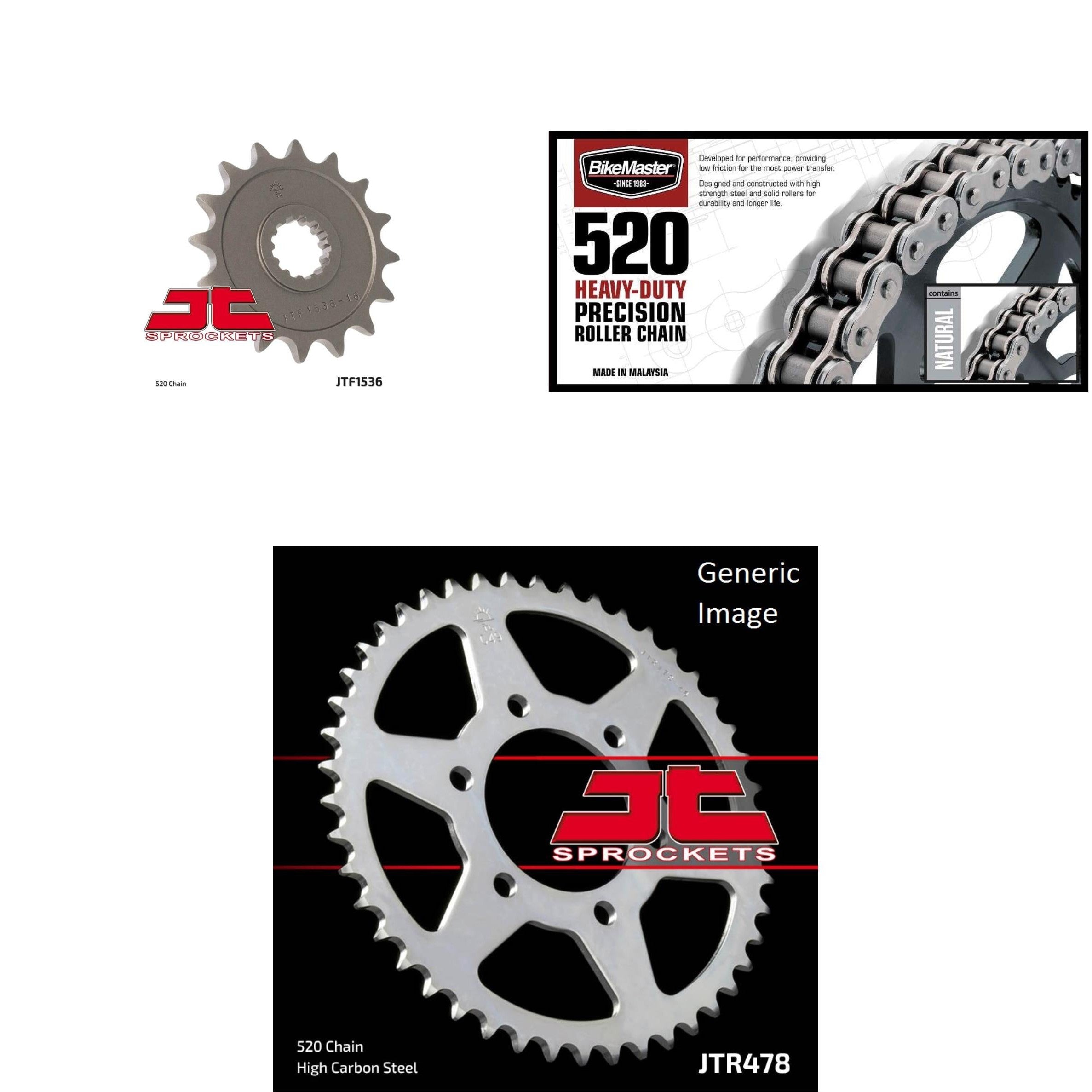 520H Chain Nat,Front & Rear Sprocket Kit KAWASAKI ZX600 Ninja ZX-6R 2007-2012