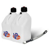 VP Racing 2 Pack White 5.5 Gallon Square Utility Jugs + Deluxe Fill Hose