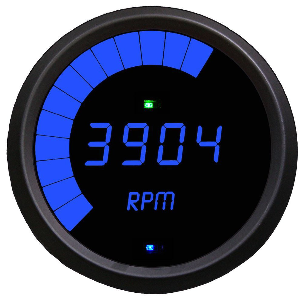 Intellitronix Tachometer Multi-Function LED Digital Programmable in Black Bezel - Blue