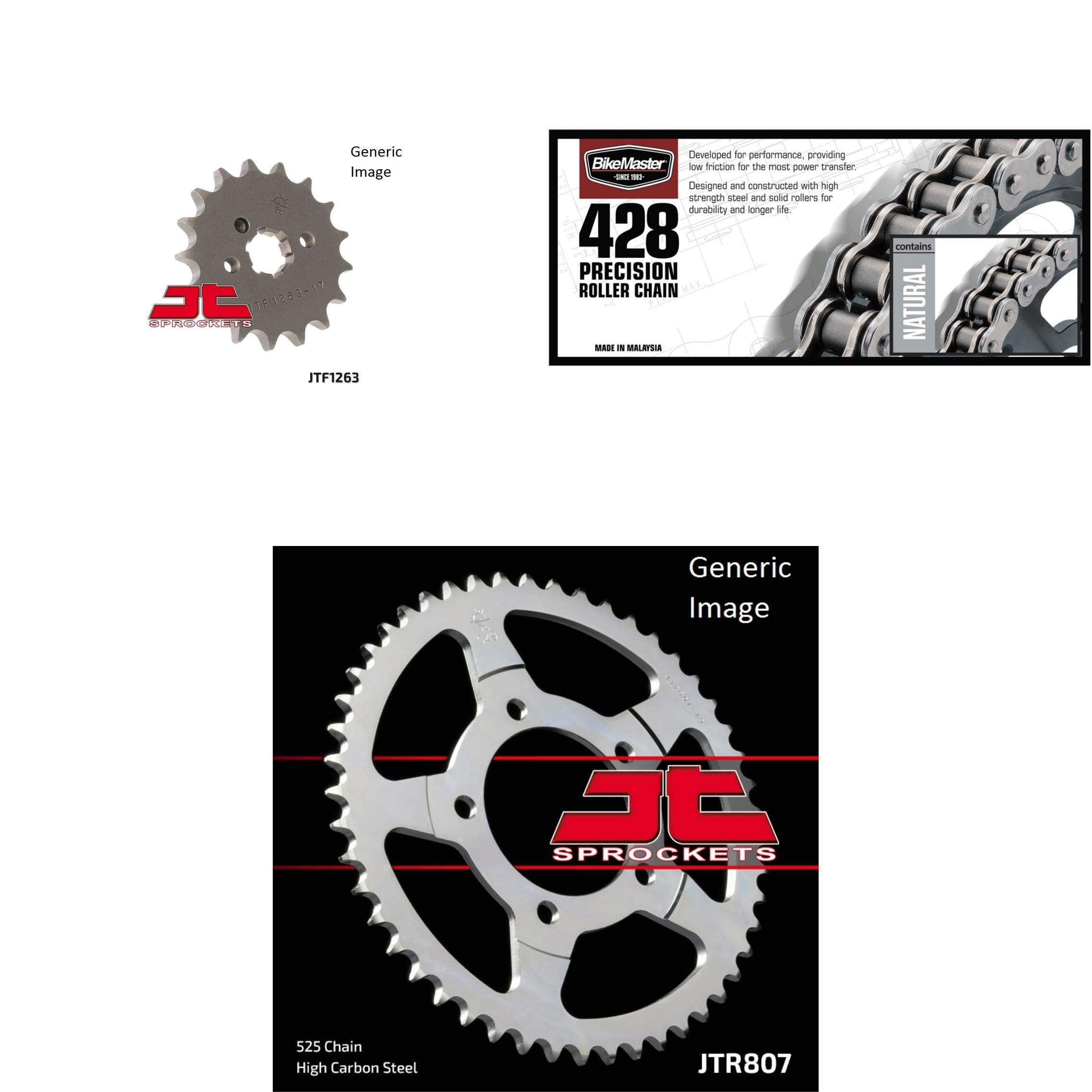 428 Chain Natural, Front & Rear Sprocket Kit for KAWASAKI G4TR100 1970-1975