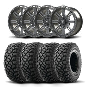 Set of Four Bullite Lancer Wheels 14" Gray And Kenda K3204R Klever XT Tires [30x10-14]