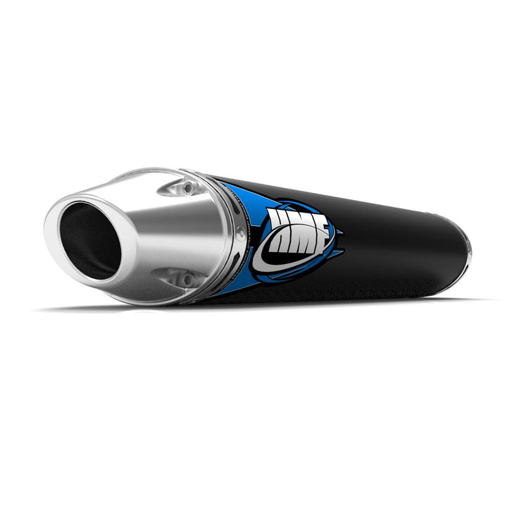 HMF Racing Black Competition Slip On Exhaust for Polaris Outlaw 450/525: SRA 08-10 End Cap- Euro-Polished