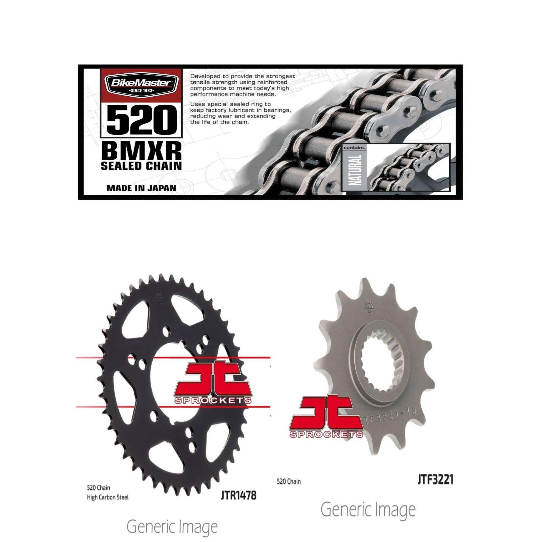 520 BMXR Chain, Front & Rear Sprocket Kit for POLARIS 425 Magnum 2x4 1995-1998