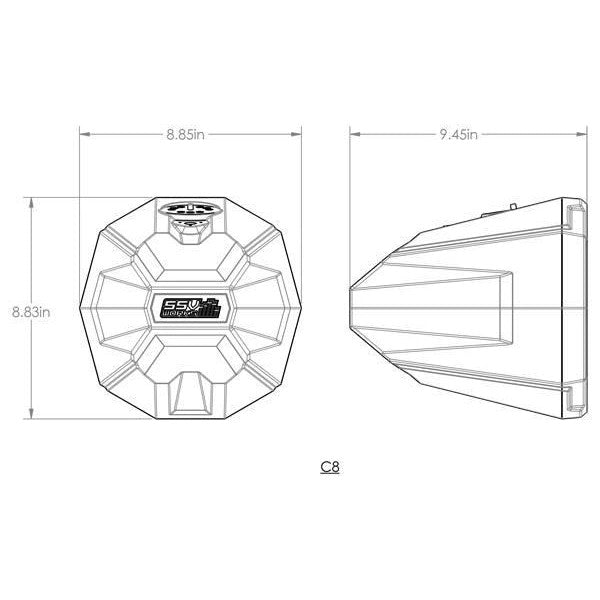 SSV Works 8" SSV A8 Cage Mount Pods With 2" Clamp US2-C8A-200