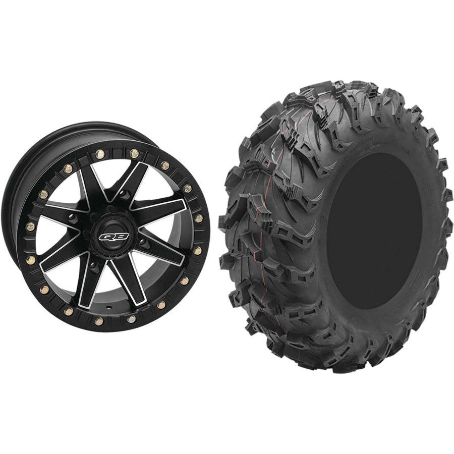 Set of 2 Mounted Wheel and Tire Kit Wheel: 14x7 5+2 4/137 Tire: 27x9-14 8 Ply