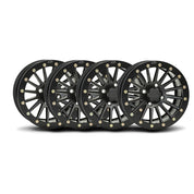 ITP Set of Four SD Dual Beadlock Wheels Matte Black 14x7 4/137 5+2 with Black Ring