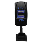 DragonFire Racing Laser-Etched Dual LED Switch - USB charging switch - Blue - 04-0082