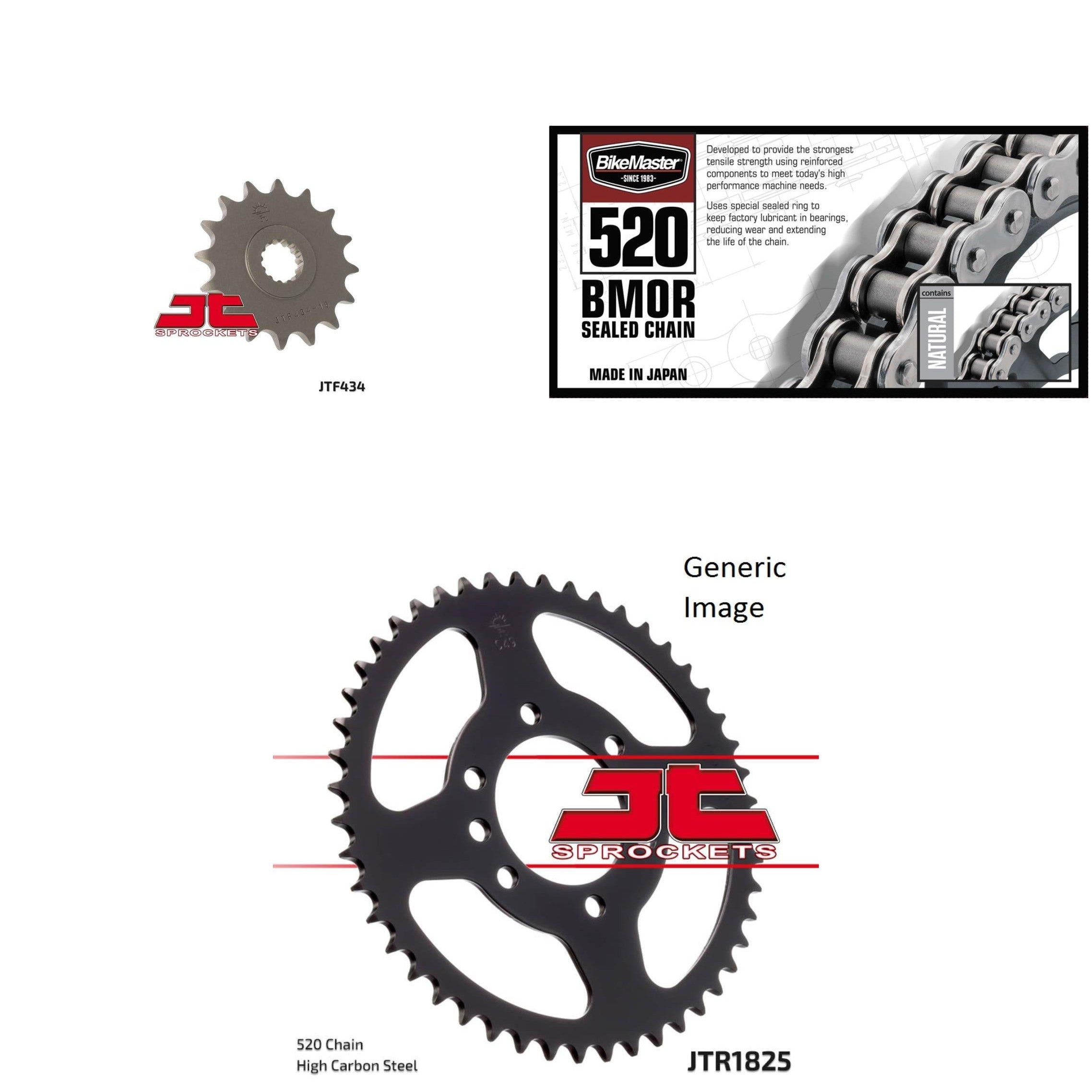 520 BMOR Chain Natural, Front & Rear Sprocket Kit for SUZUKI GN400T 1980-1982
