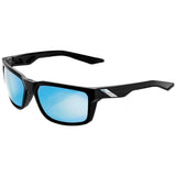 100% Daze Sunglasses Matte Black with Blue Mirror HiPer Lens - 61030-019-75